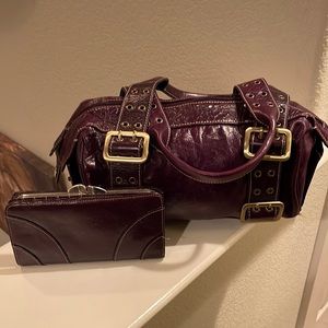 Franco Sarto Leather Purple Handbag and Wallet!! New!!